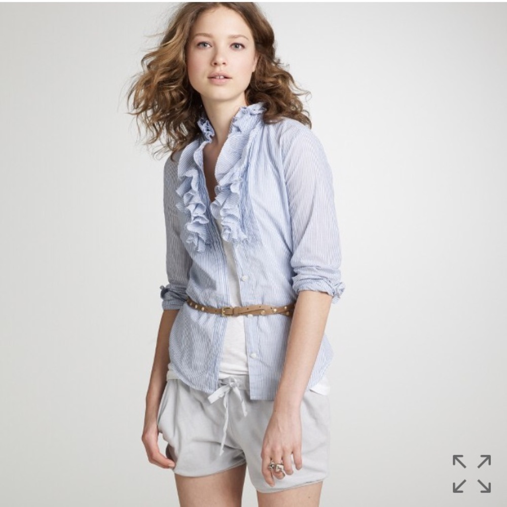 J. Crew Francis ruffle stripe shirt